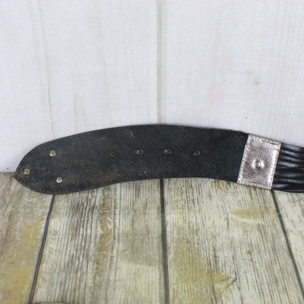 Black Leather Embellished Medallion Unique Adjustable Belt - Picture 8 of 9